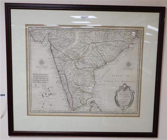 Guillaume Delisle (1675-1726), a map of Malabar, 46 x 59cm